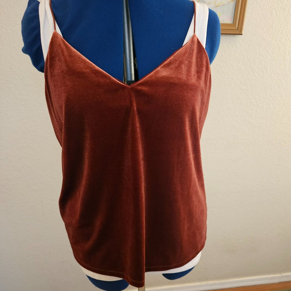 burnt orangy/brown velvety tank